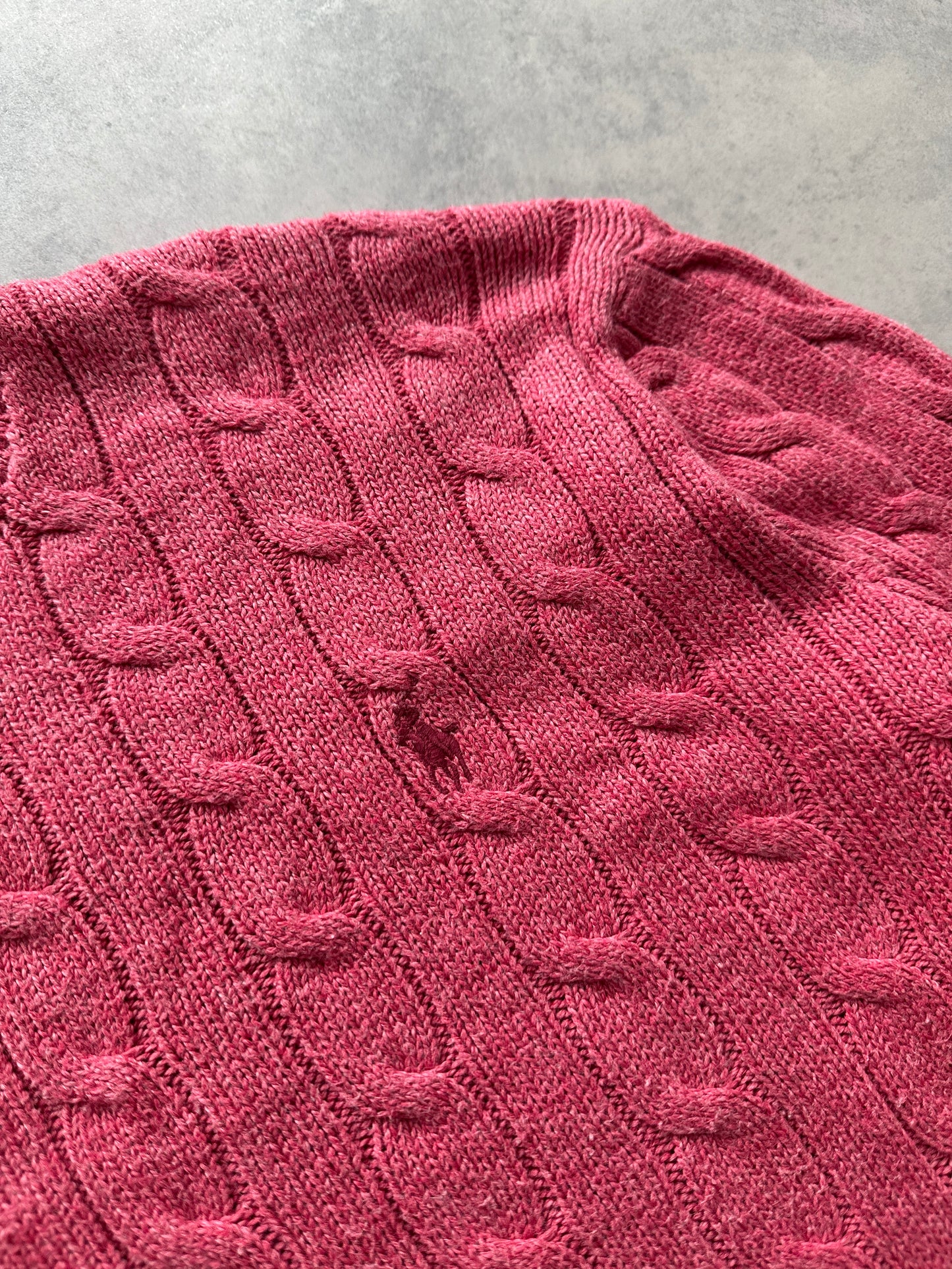 Polo by Ralph Lauren cable knit muški rozi džemper (L)