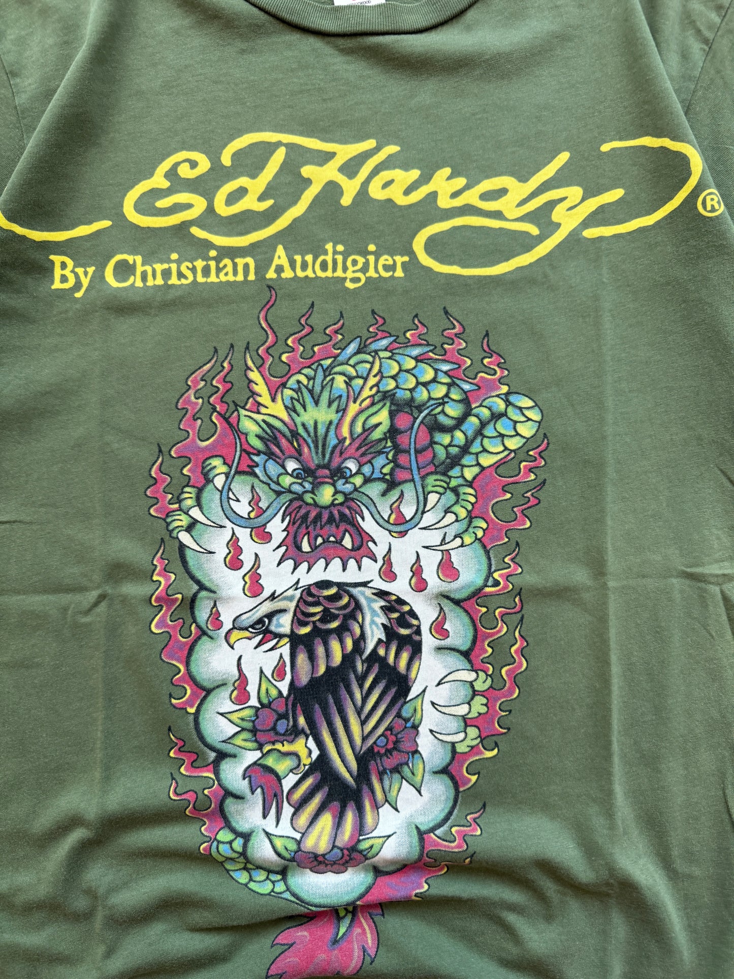 Ed Hardy Y2K muška zelena majica (M)