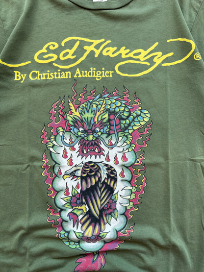 Ed Hardy Y2K muška zelena majica (M)