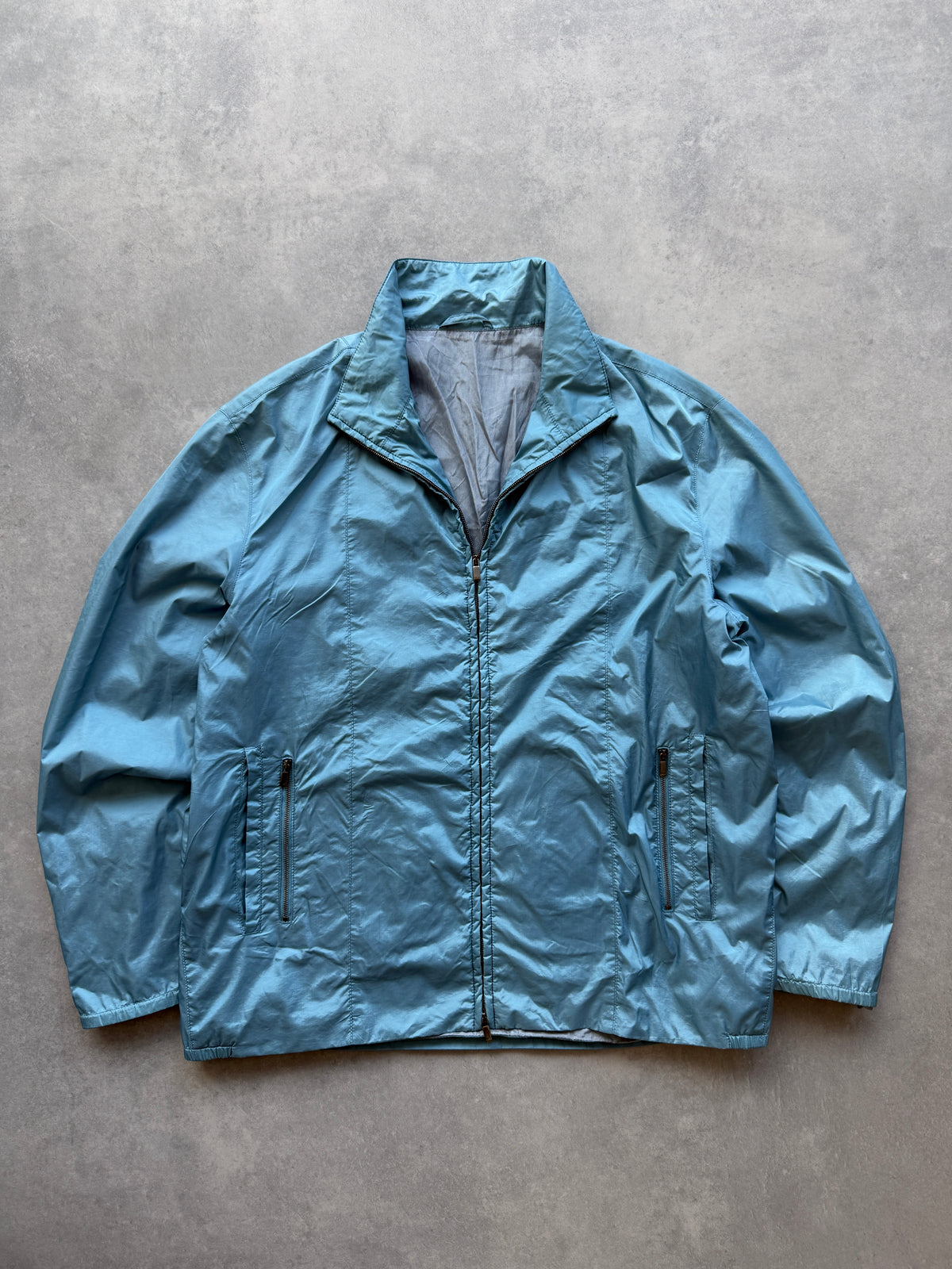 Hugo Boss vintage 90s muška ice blue šuškava jakna (L)
