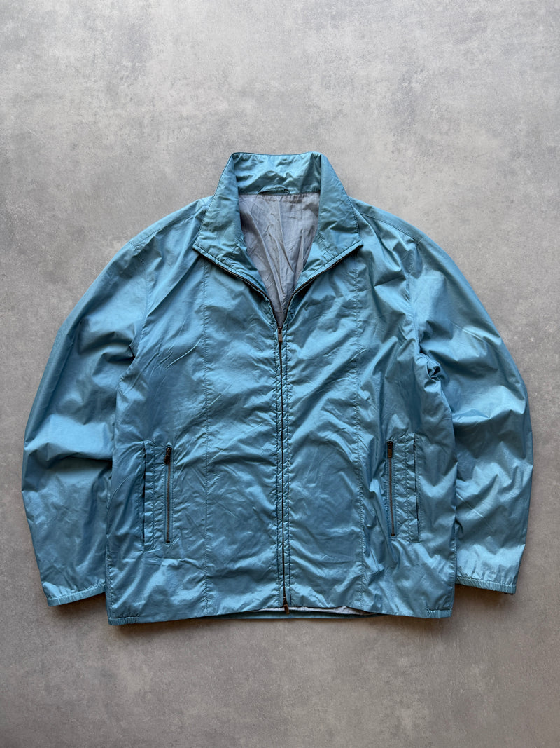 Hugo Boss vintage 90s muška ice blue šuškava jakna (L)