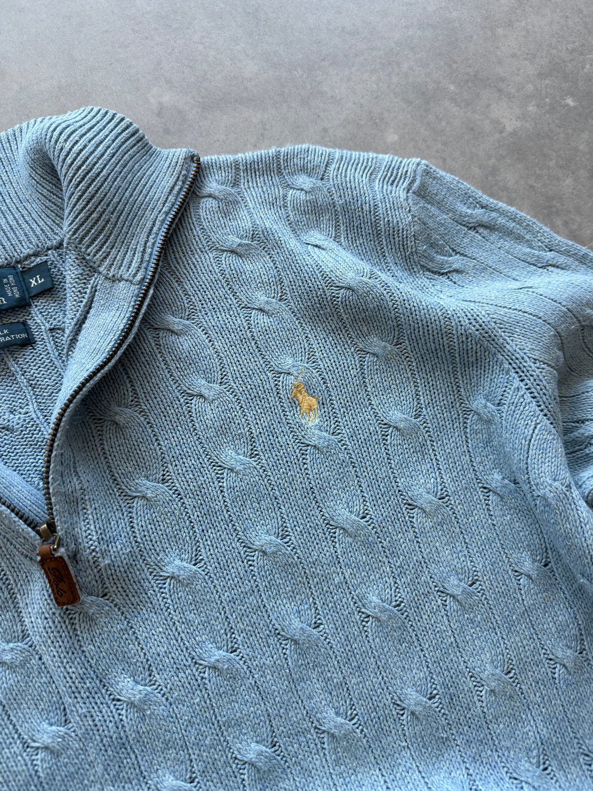 Polo by Ralph Lauren vintage cable knit 1/4 zip džemper (XL)