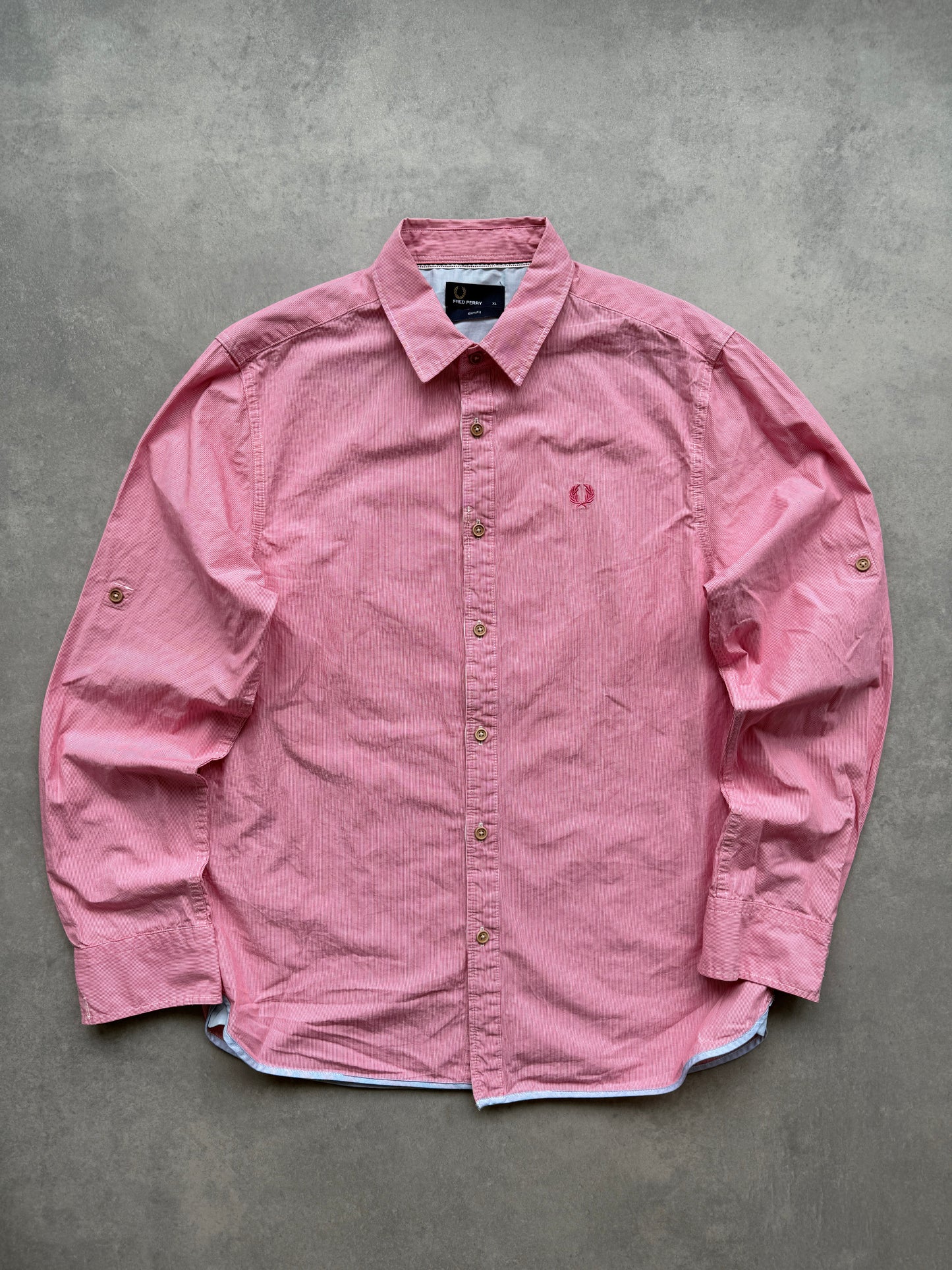 Fred Perry muška roza slim fit košulja (XL)
