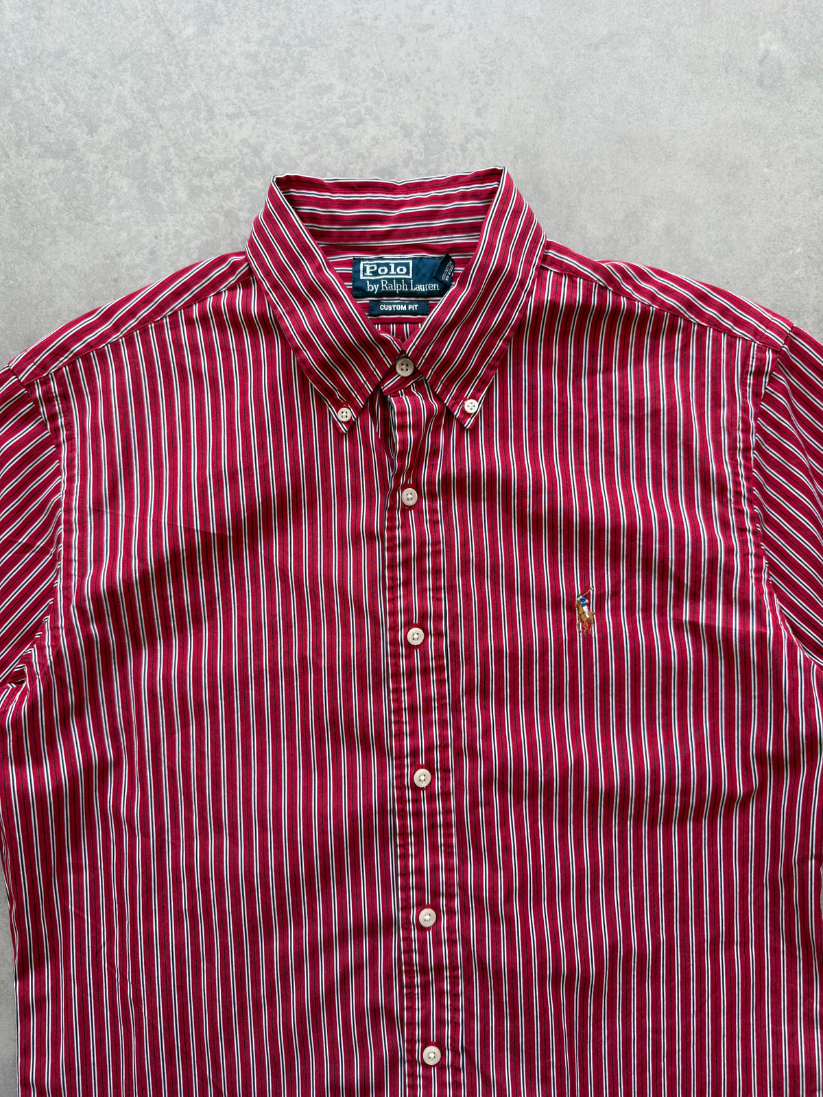 Polo by Ralph Lauren vintage muška crvena prugasta košulja (M)