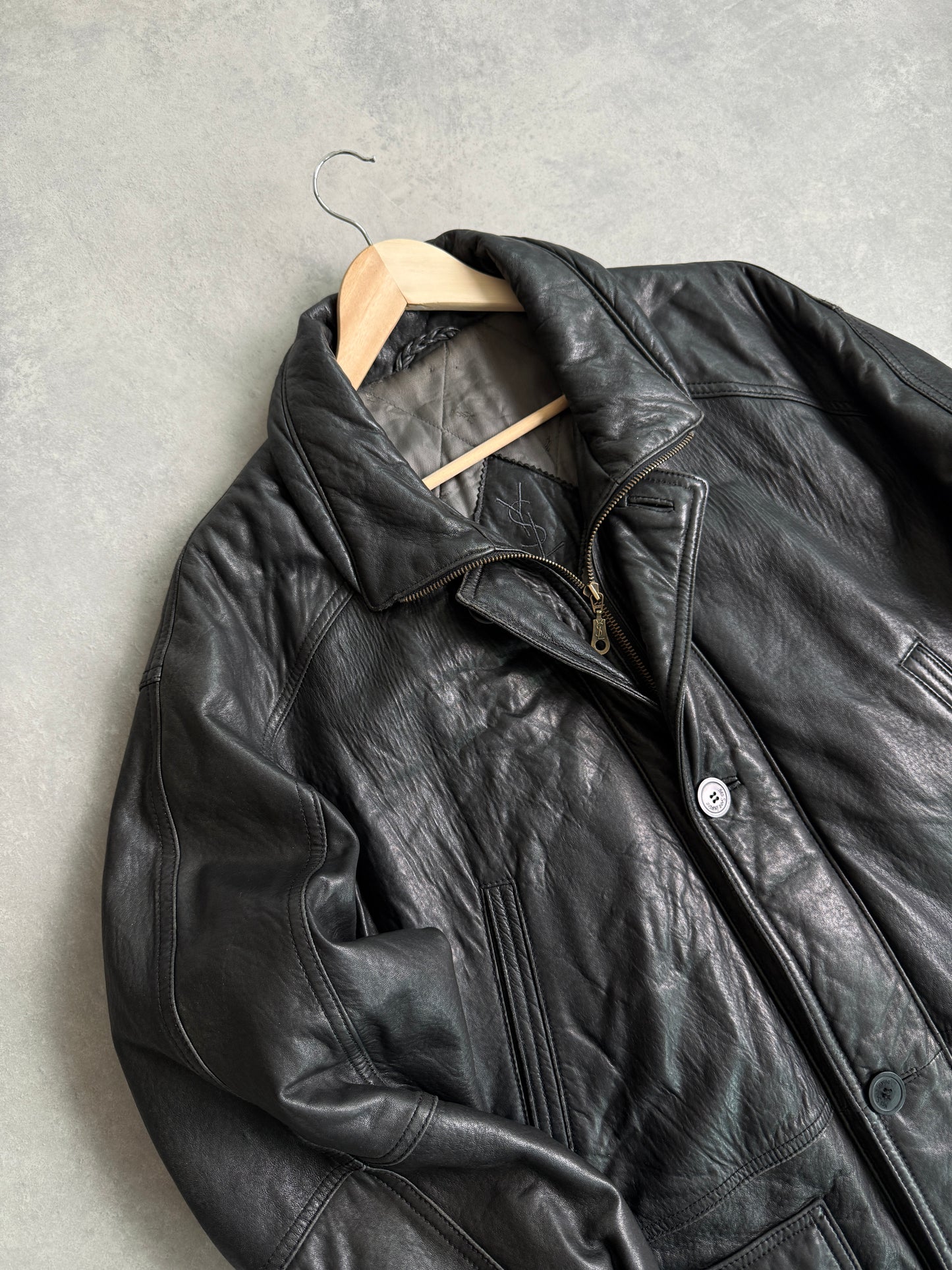 Yves Saint Lauren vintage 80s muška kožna jakna (L)