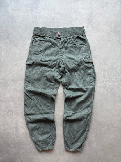 East German NVA Rain Drop camo vintage muške cargo hlace (M)