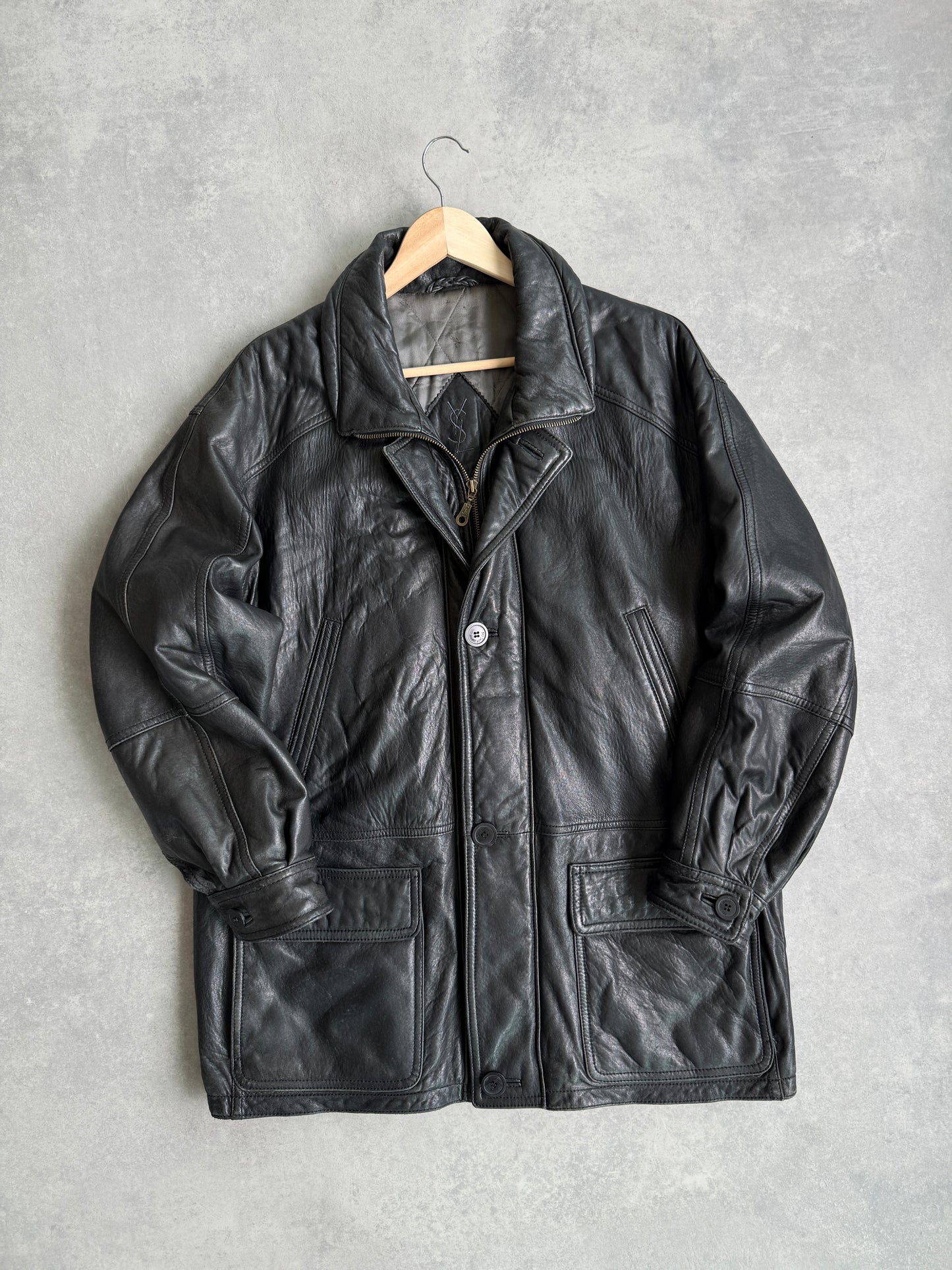 Yves Saint Lauren vintage 80s muška kožna jakna (L)