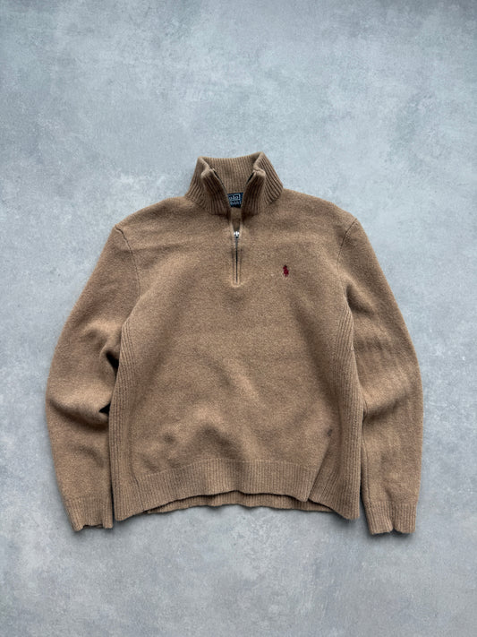 Polo by Ralph Lauren vintage ženski 1/4 zip vuneni džemper (L)