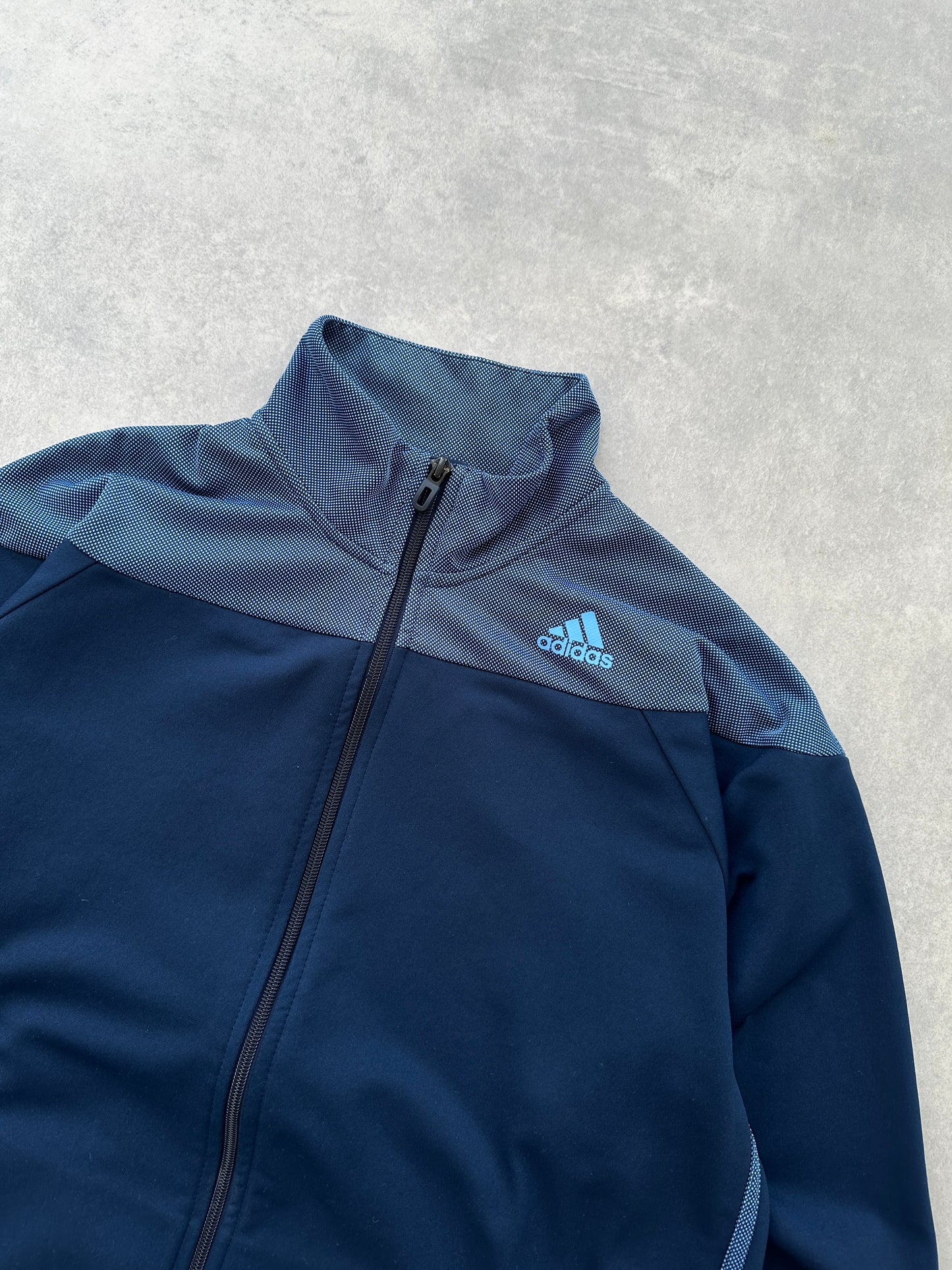 Adidas plava muška basic dukserica na kopcanje (XL)