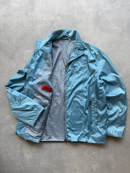 Hugo Boss vintage 90s muška ice blue šuškava jakna (L)