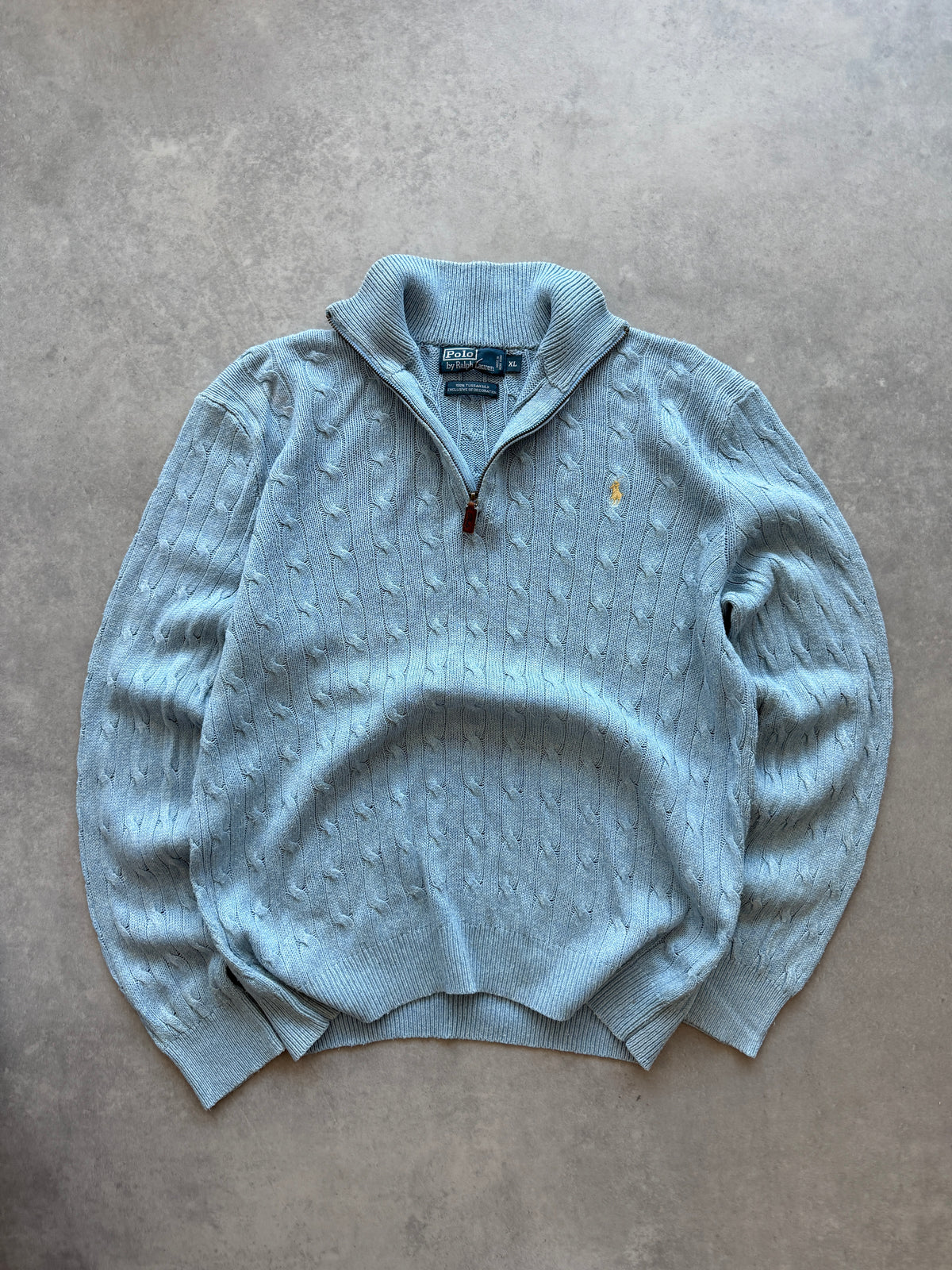 Polo by Ralph Lauren vintage cable knit 1/4 zip džemper (XL)