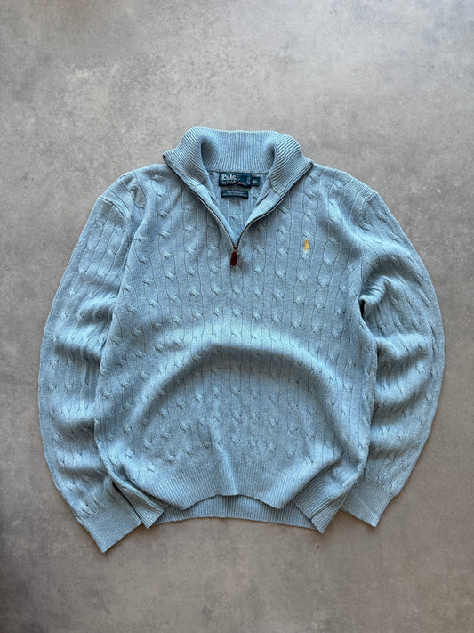 Polo by Ralph Lauren vintage cable knit 1/4 zip džemper (XL)