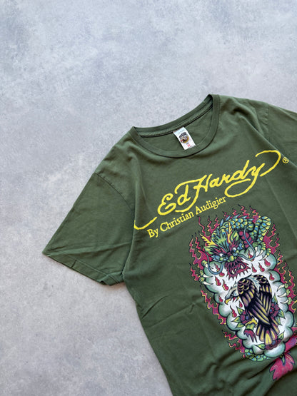 Ed Hardy Y2K muška zelena majica (M)