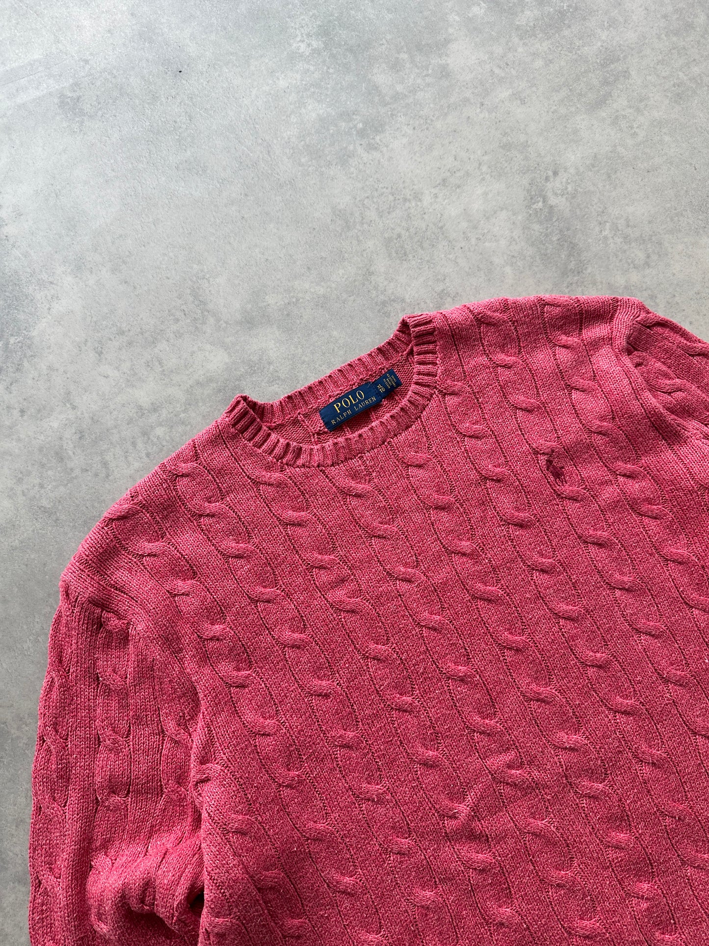 Polo by Ralph Lauren cable knit muški rozi džemper (L)