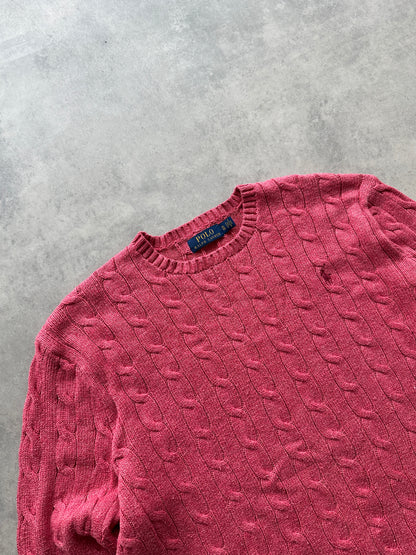 Polo by Ralph Lauren cable knit muški rozi džemper (L)