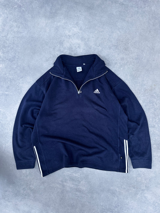 Adidas 2000s basic muška navy bootleg 1/4 zip dukserica (L)