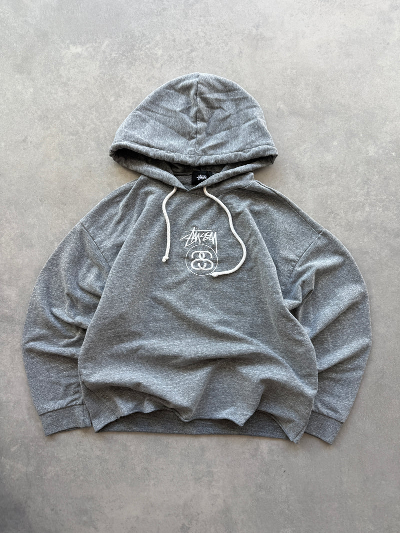 Stussy ženska siva oversized crop dukserica (M)