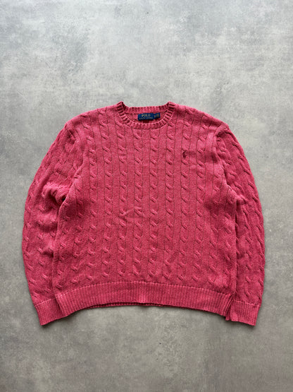 Polo by Ralph Lauren cable knit muški rozi džemper (L)