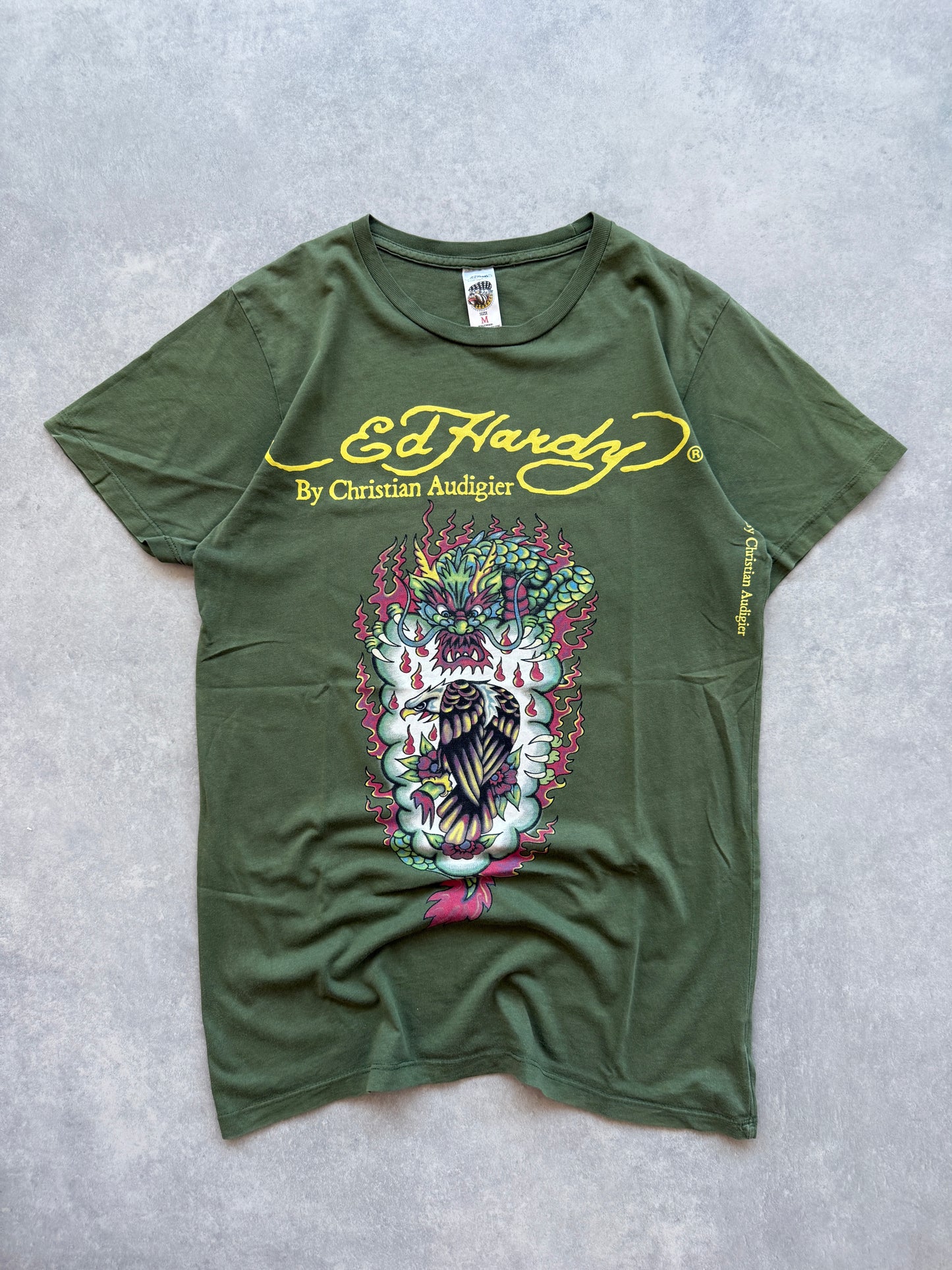 Ed Hardy Y2K muška zelena majica (M)