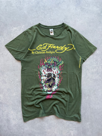 Ed Hardy Y2K muška zelena majica (M)