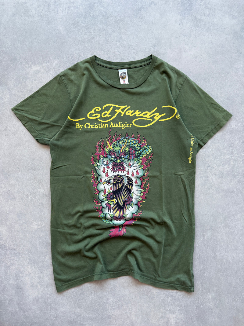 Ed Hardy Y2K muška zelena majica (M)